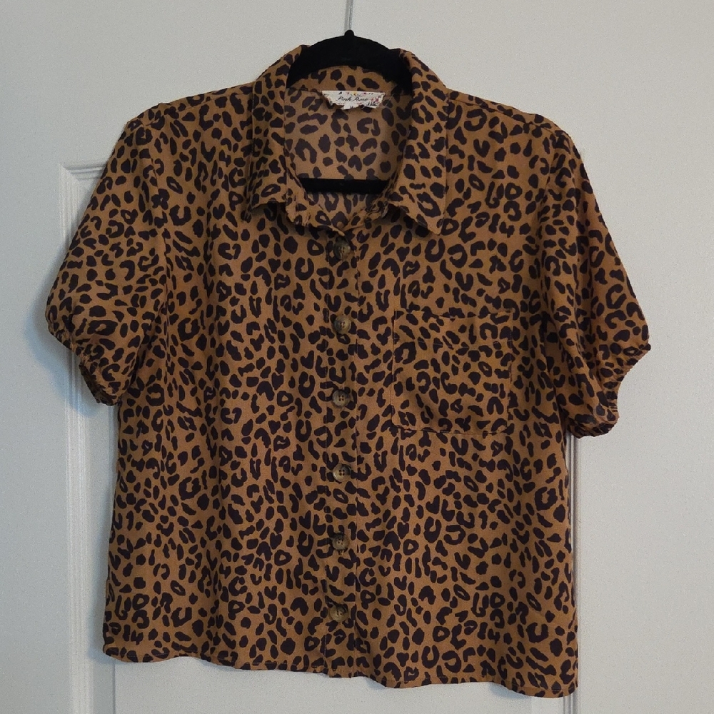 Pink Rose Leopard Print Top